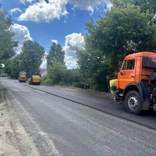 Асфальтирование дороги к новому путепроводу в Людиново